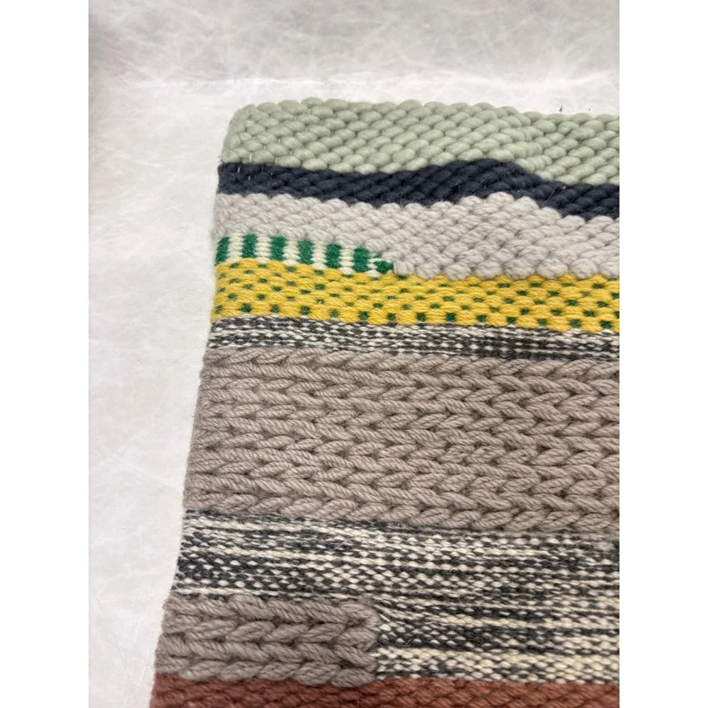 Handwoven Wool Multi-Textured Striped Boho Pillow Cover 19x19 Square